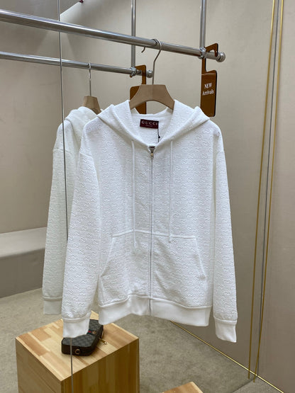 Gucci Embossed GG Technical Jersey Zip Jacket "White"