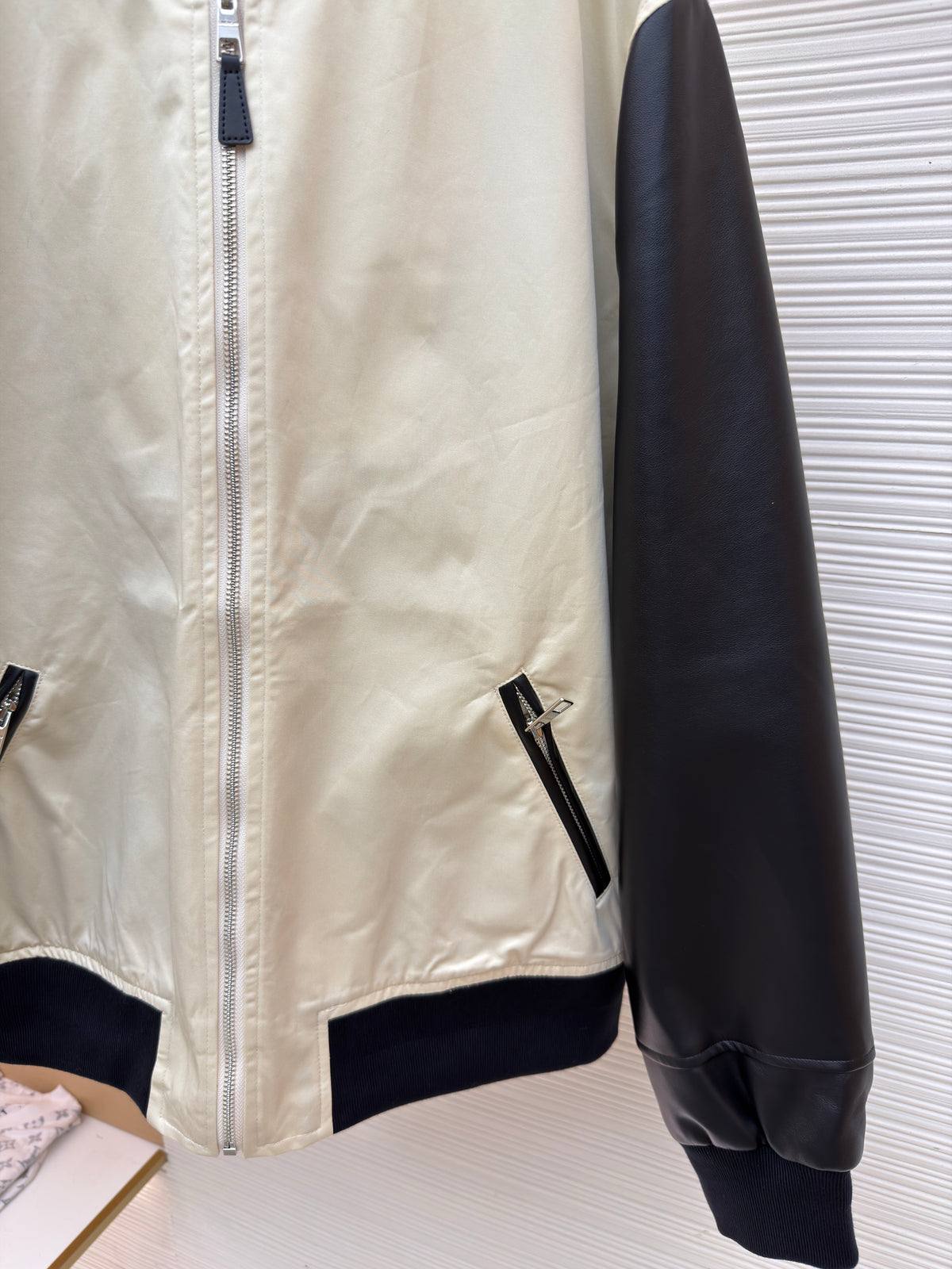 Givenchy Mix Material Blouson with Givenchy Paris Embroidery "Neutral-Black"