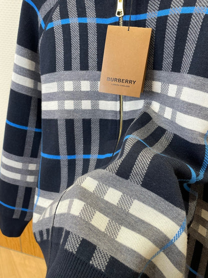 Burberry Ferryton Plaid Cotton Check Zip Hoodie "Blue"