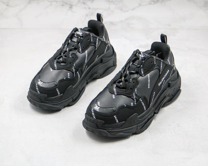 Balenciaga Triple S "Black-White All Over Logo"