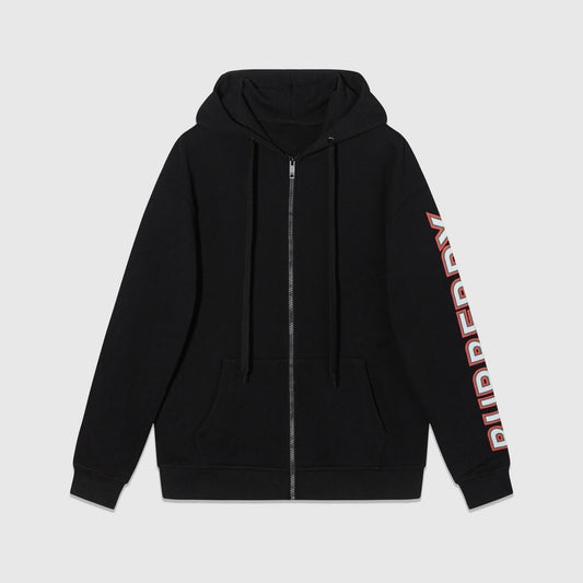 Burberry Logo Print Zip-Up Hoodie "Black"