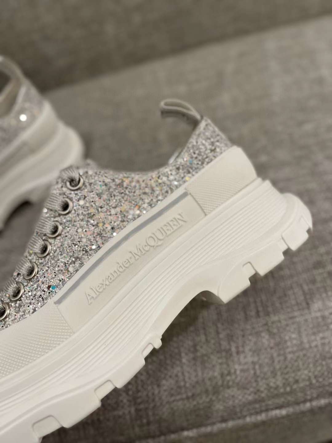 Alexander McQueen Tread Slick Low "Holo Silver Glitter"
