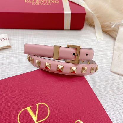Valentino Rockstud 20mm Leather Belt "Pink"