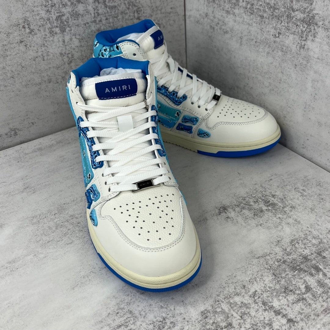 Amiri Skel Top High "White-Blue Bandana"