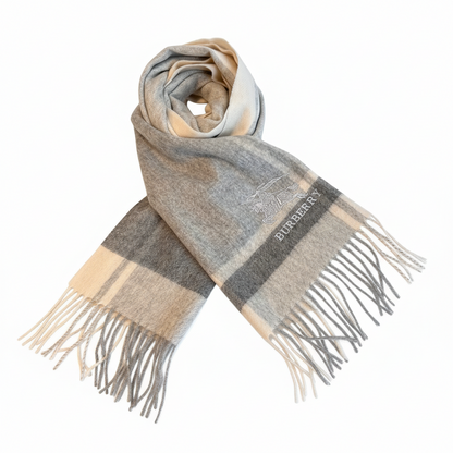 Burberry Cashmere Scarf "Grey-White"