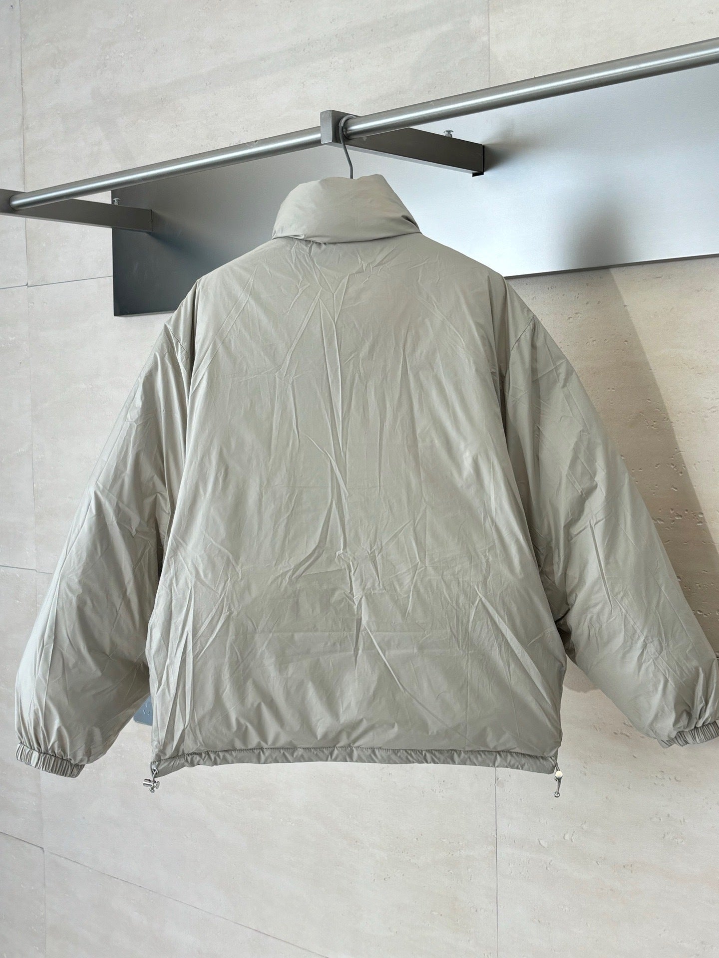 Miu Miu Reversible Technical Pongé Down Jacket "Beige/Blue"