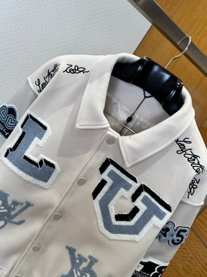 Louis Vuitton Multi-Patches Mixed Leather Varsity Blouson "Milky White"