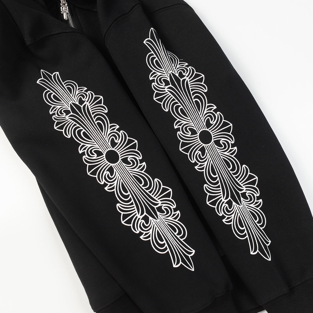 Chrome Hearts Zip-Up Hoodie "Black-White"