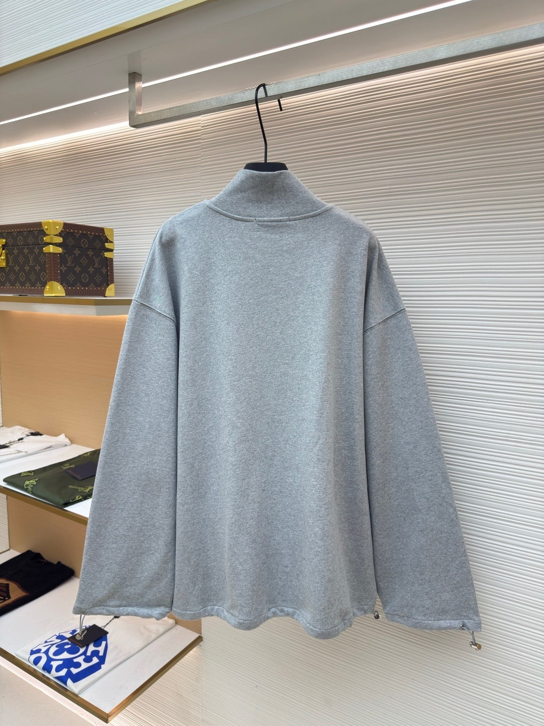 Miu Miu Cotton Fleece Zip-up Sweatshirt "Grey"