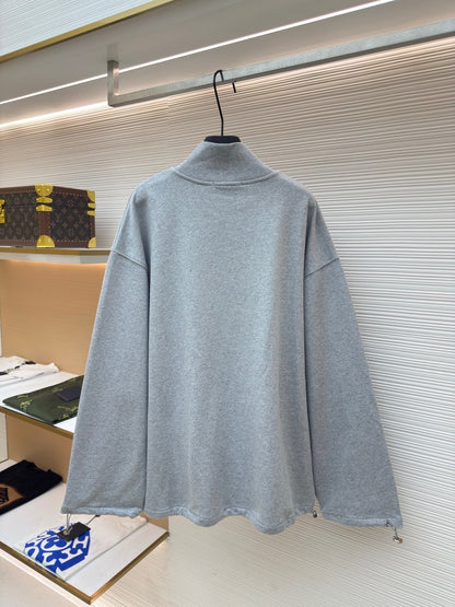 Miu Miu Cotton Fleece Zip-up Sweatshirt "Grey"