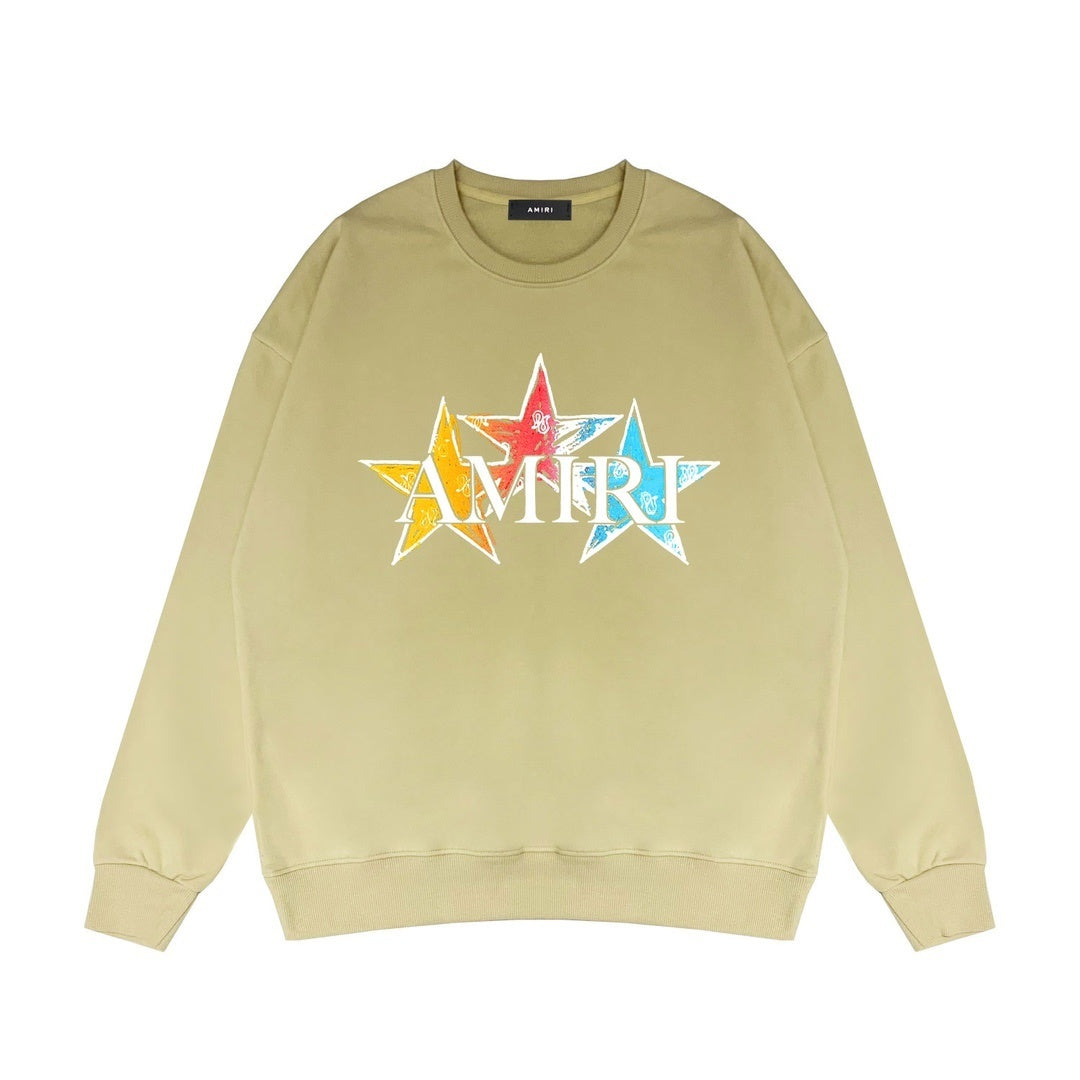Amiri Stars and Logo Print Sweatshirt "Beige"