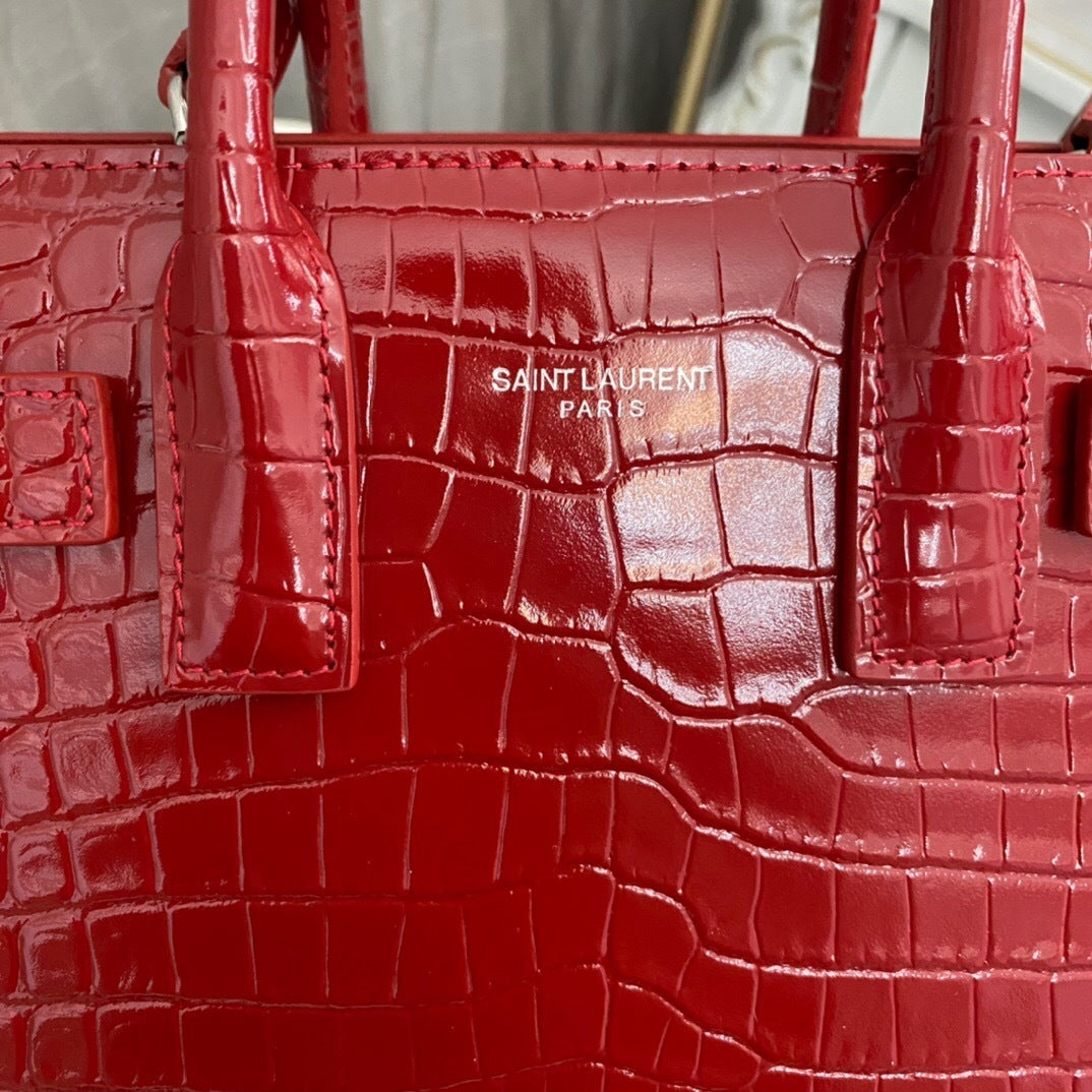 Saint Laurent Sac De Jour in Crocodile-Embossed Leather-Nano