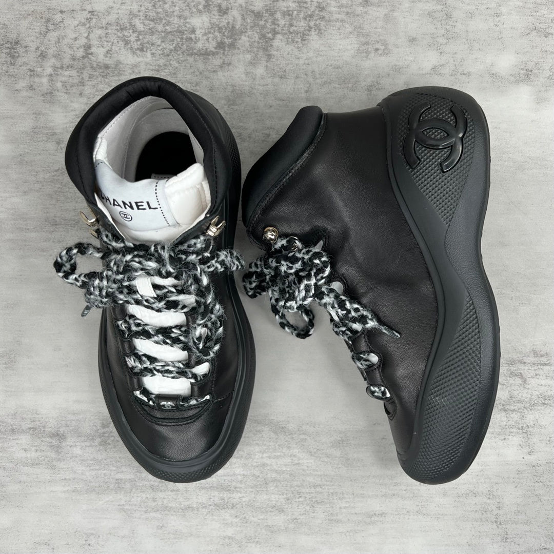 Chanel Leather Snow Boots "Black"