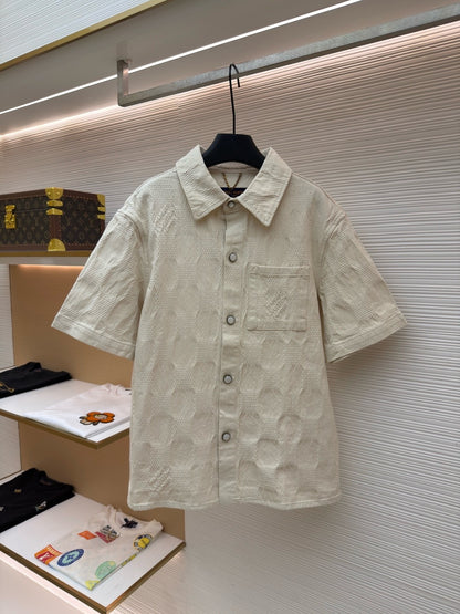 Louis Vuitton Damier 3D Light Denim Short-Sleeved Shirt
