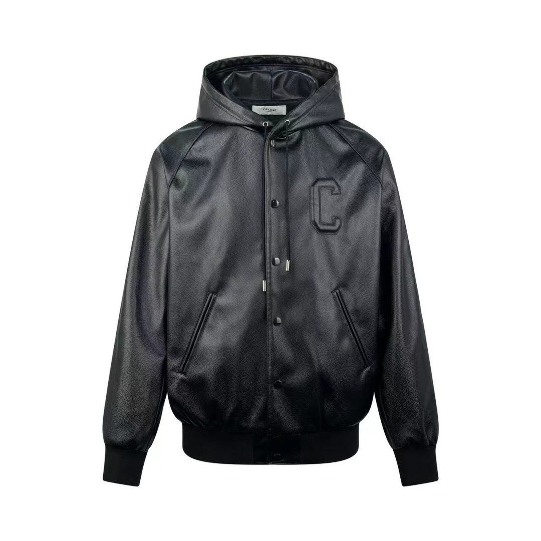 Celine Leather Bomber Jacket "Black"