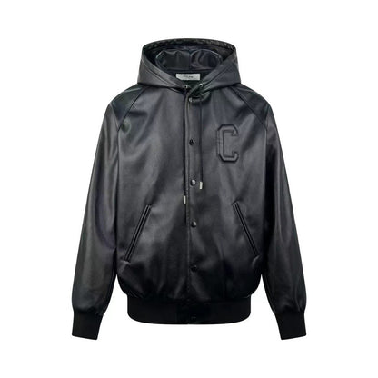 Celine Leather Bomber Jacket "Black"