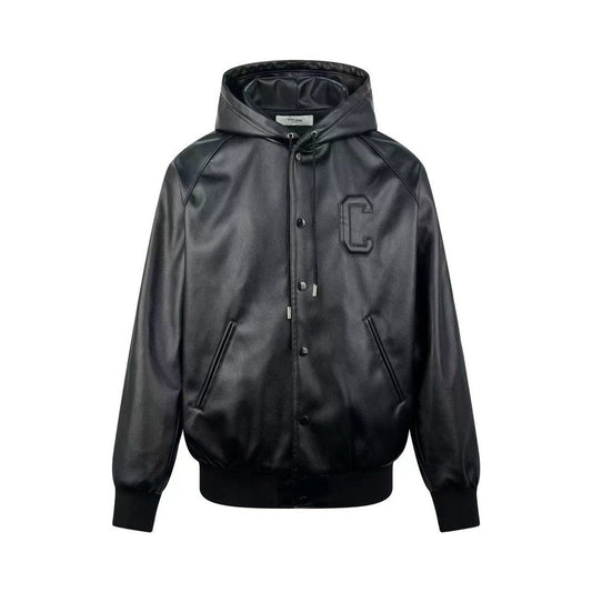 Celine Leather Bomber Jacket "Black"