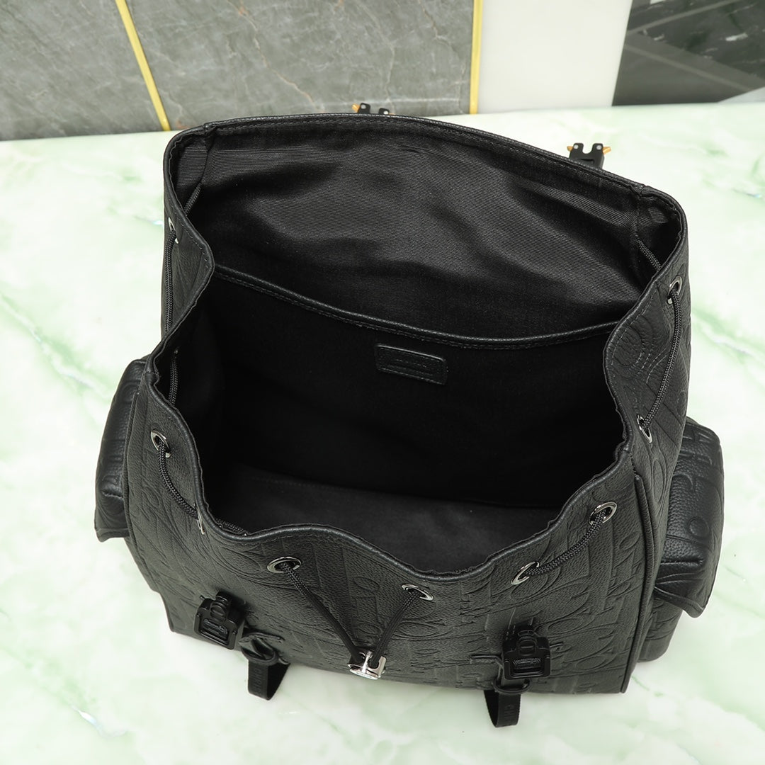 Dior Hit The Road Backpack with Flap "Dior Gravity Leather and Black Grained Calfskin"