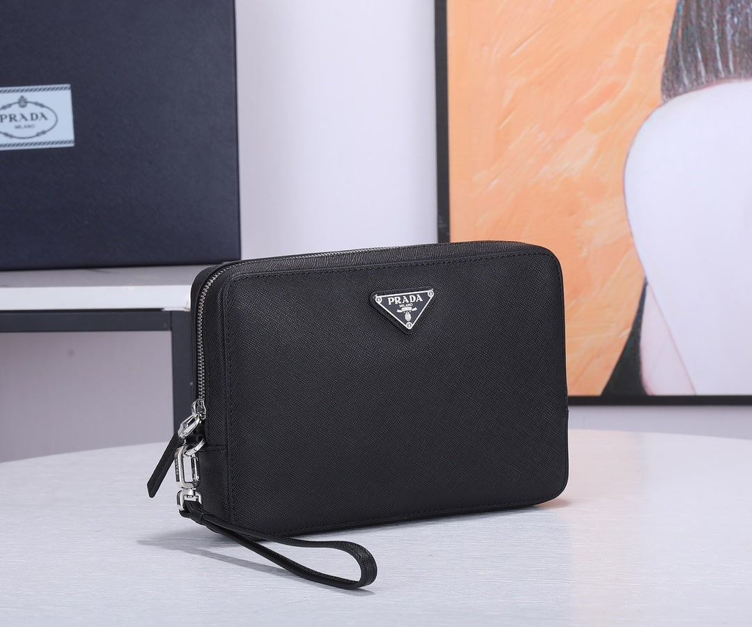 Prada Saffiano Leather Clutch "Black"