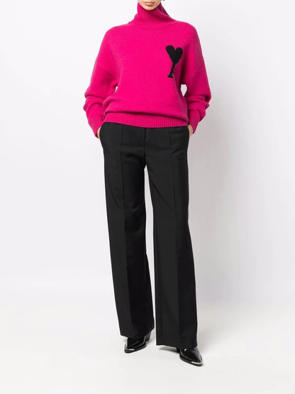 AMI Paris Ami De Coeur Turtleneck Sweater "Pink"