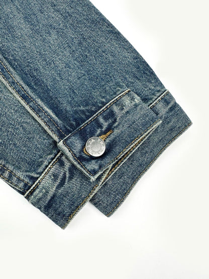Prada Leather-Trimmed Denim Jacket