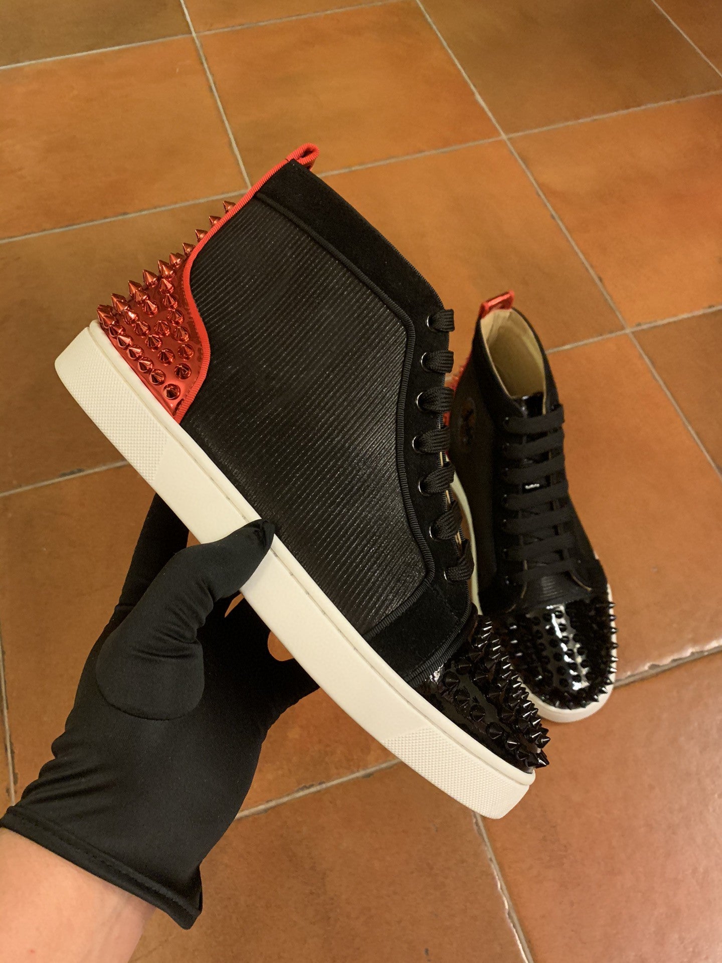 Christian Louboutin High-Top Louis Spikes 2 "Black-Red"