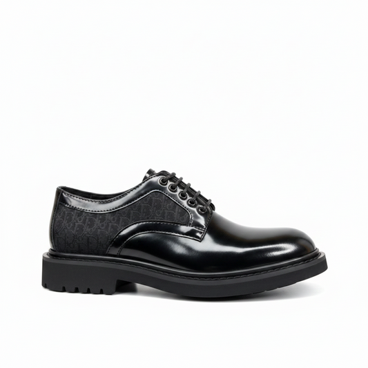 Dior Leather Derby Shoes "Black Motif"