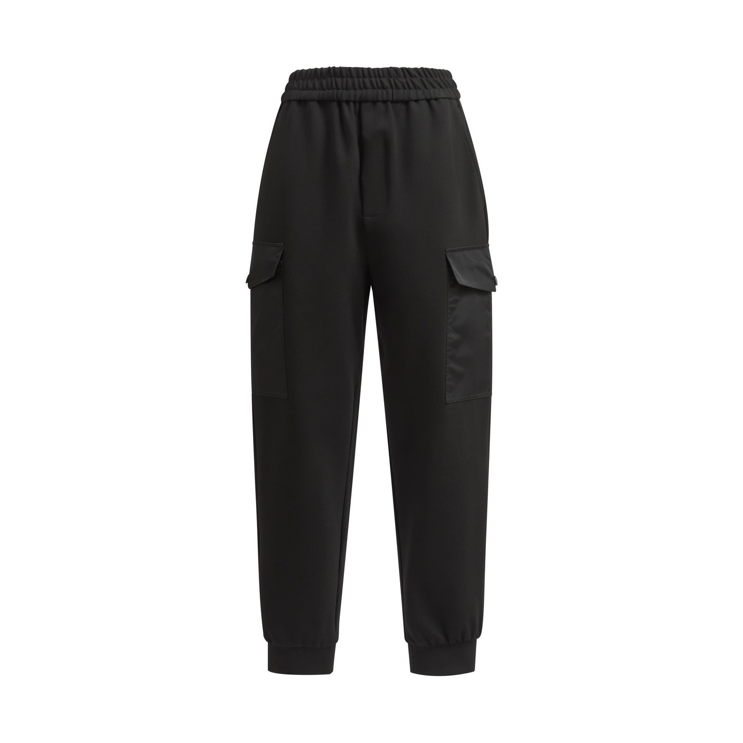 Prada Cotton Fleece Joggers with Re-Nylon Details "Black"