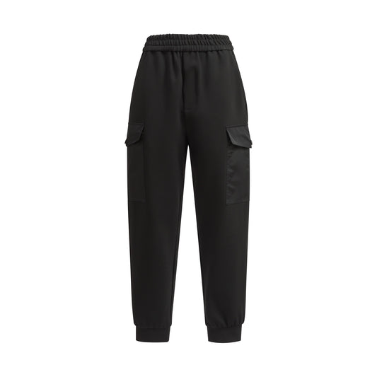 Prada Cotton Fleece Joggers with Re-Nylon Details "Black"