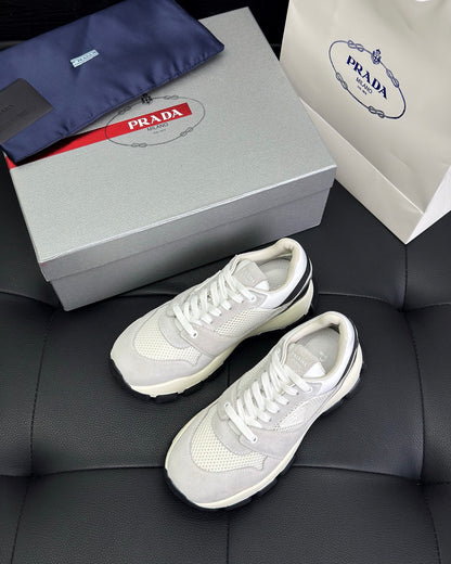 Prada Mesh Fabric and Suede Sneakers "White"