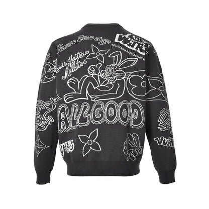 Louis Vuitton Rabbit Cartoon Sweater "Grey-White"