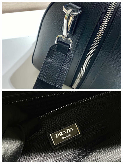 Prada Saffiano Leather Travel Bag "Black"