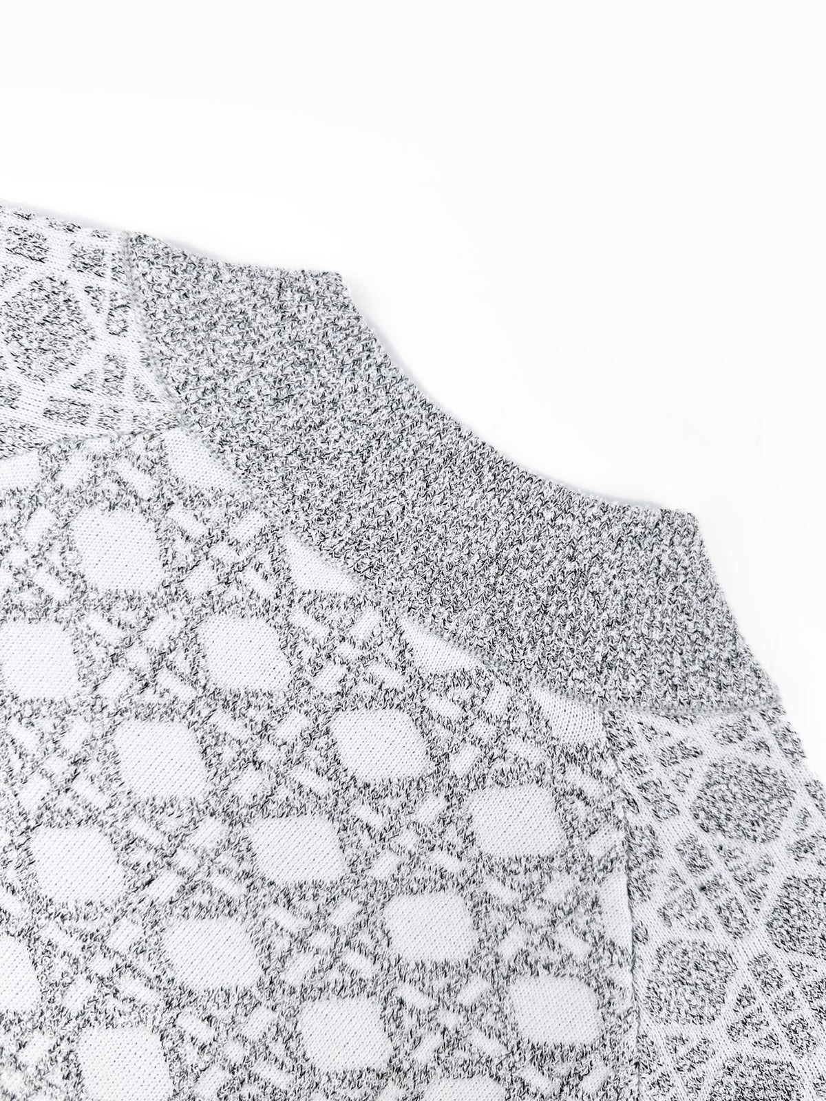 Dior Macrocannage Bomber Jacket "White and Gray Cotton-Blend Bouclé Knit"