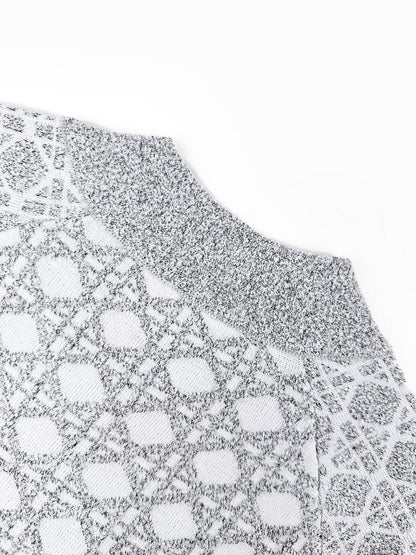 Dior Macrocannage Bomber Jacket "White and Gray Cotton-Blend Bouclé Knit"