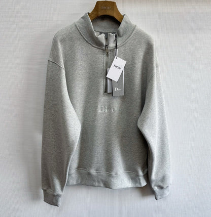 Dior Zip-neck Sweatshirt "Grey Cotton Fleece"