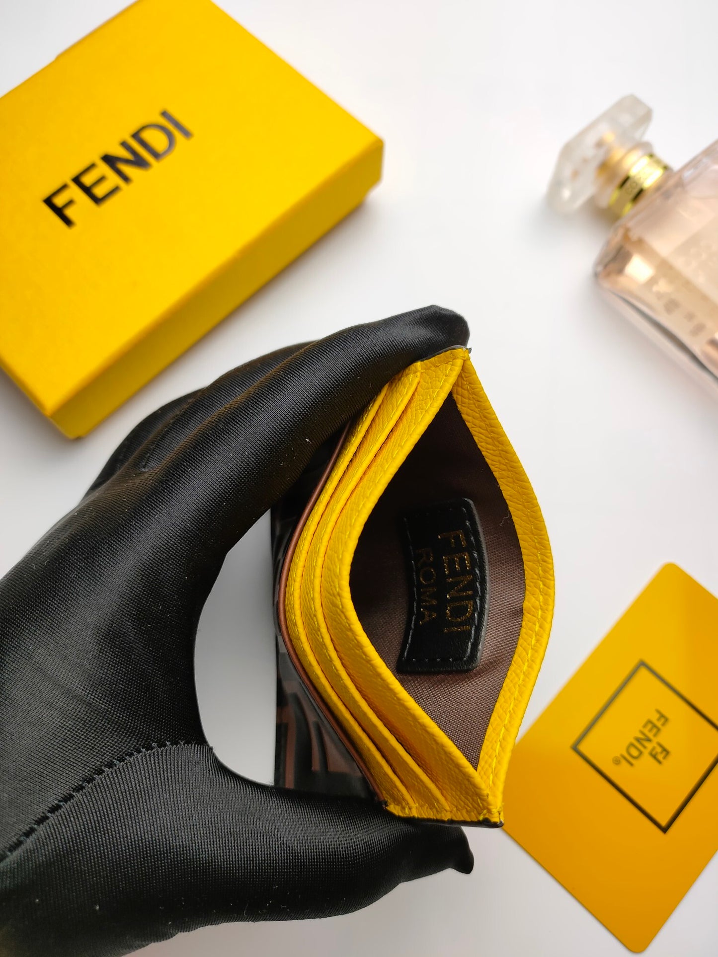 Fendi FF Logo Leather Card Holder