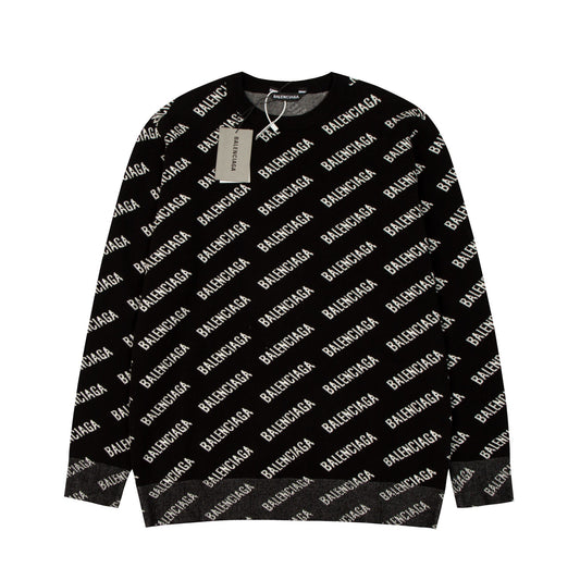 Balenciaga All-Over Logo Sweater "Black-White"