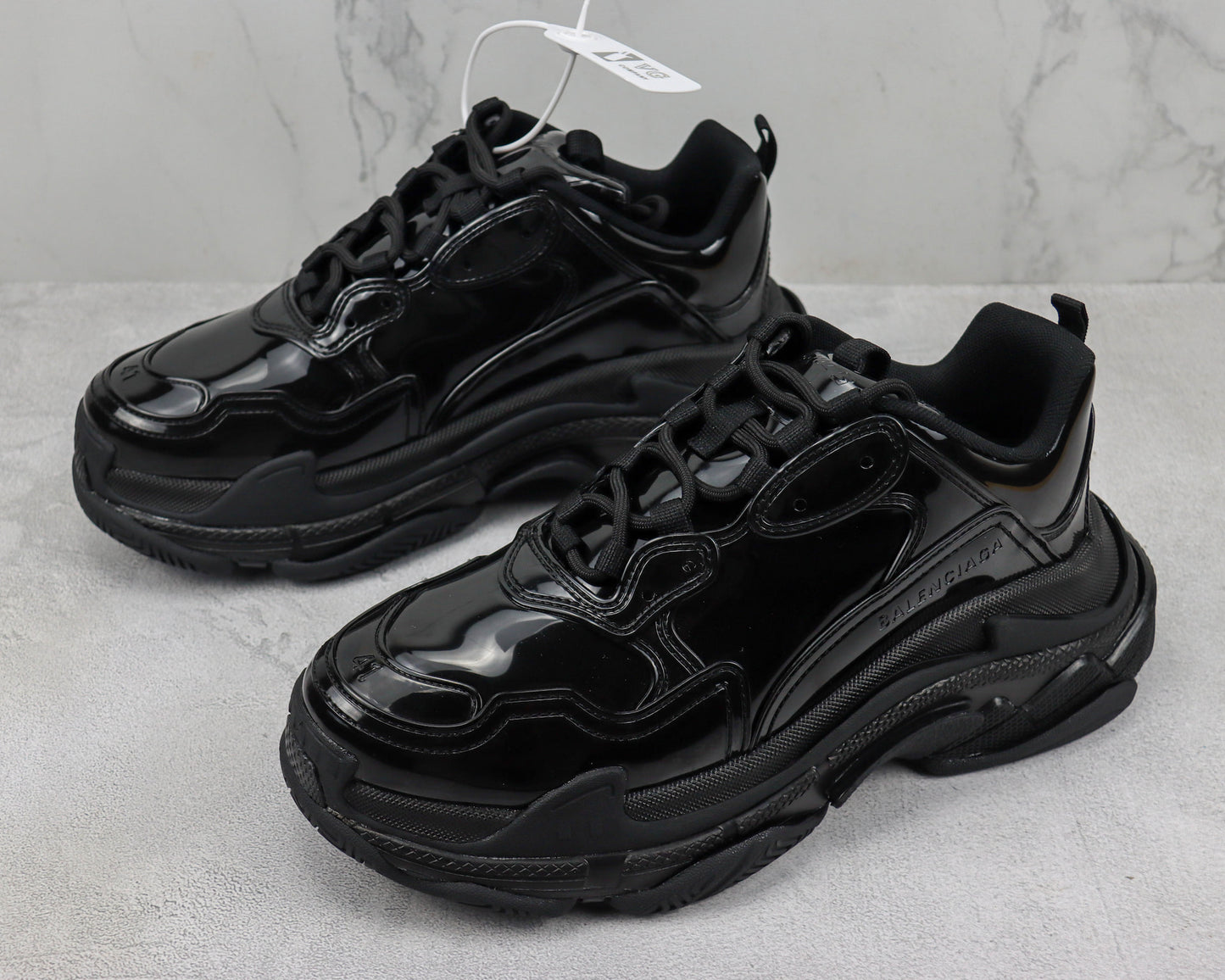 Balenciaga Triple S "Black Leather Gloss"