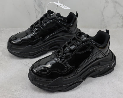 Balenciaga Triple S "Black Leather Gloss"