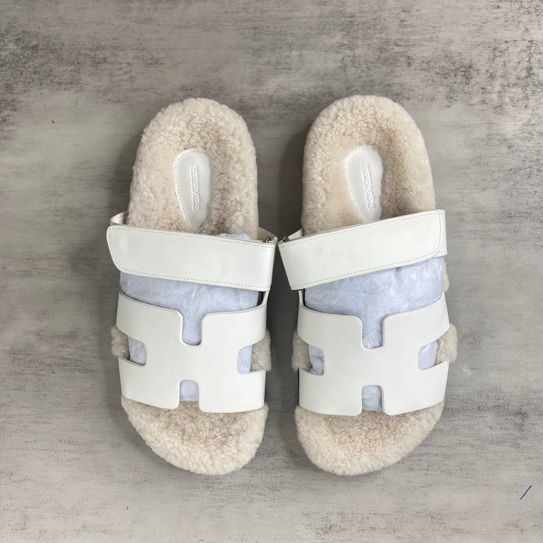 Hermes Chypre Sandals "White"