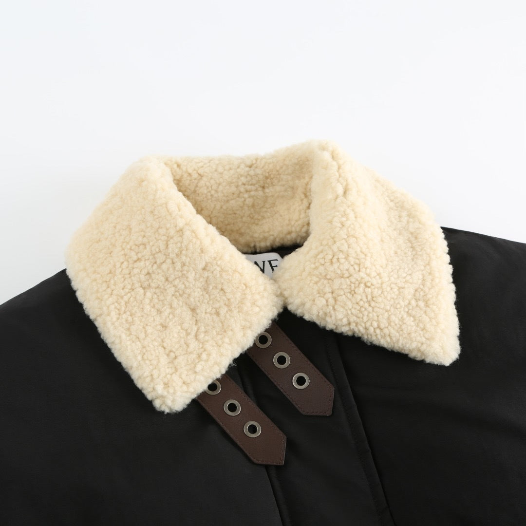 Loewe Shearling-Trimmed Down Jacket "Black"