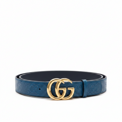 Gucci GG Marmont Leather Belt "Blue"