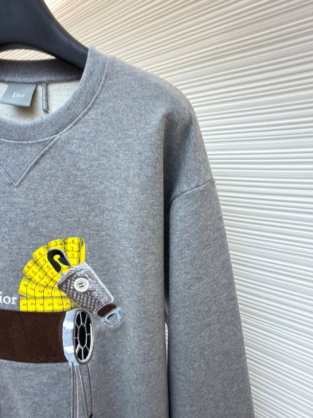 Dior Sweatshirt with Horse Embroidery and Print "Gray Cotton Fleece"