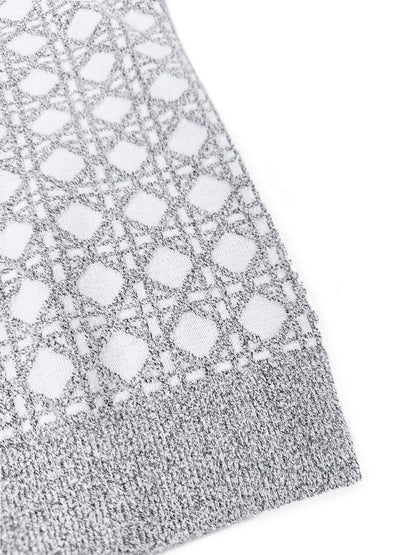 Dior Macrocannage Bomber Jacket "White and Gray Cotton-Blend Bouclé Knit"