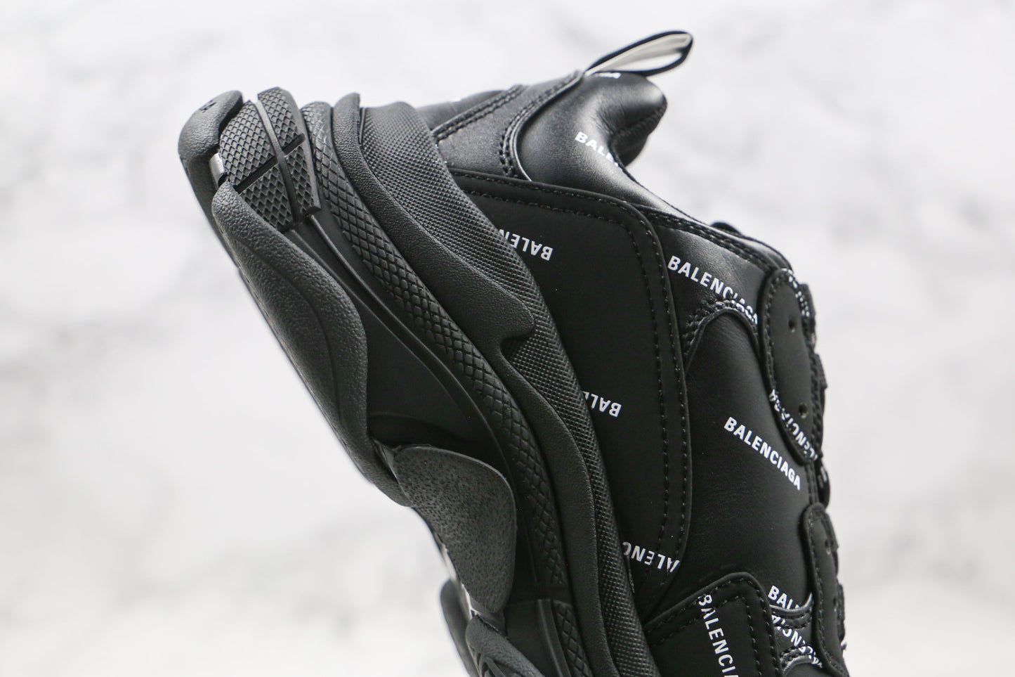 Balenciaga Triple S "Black-White All Over Logo"
