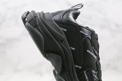 Balenciaga Triple S "Black-White All Over Logo"