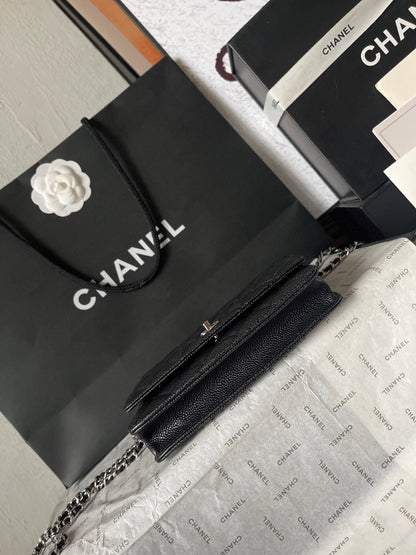 Chanel Quilted Caviar Leather Classic Wallet on Chain