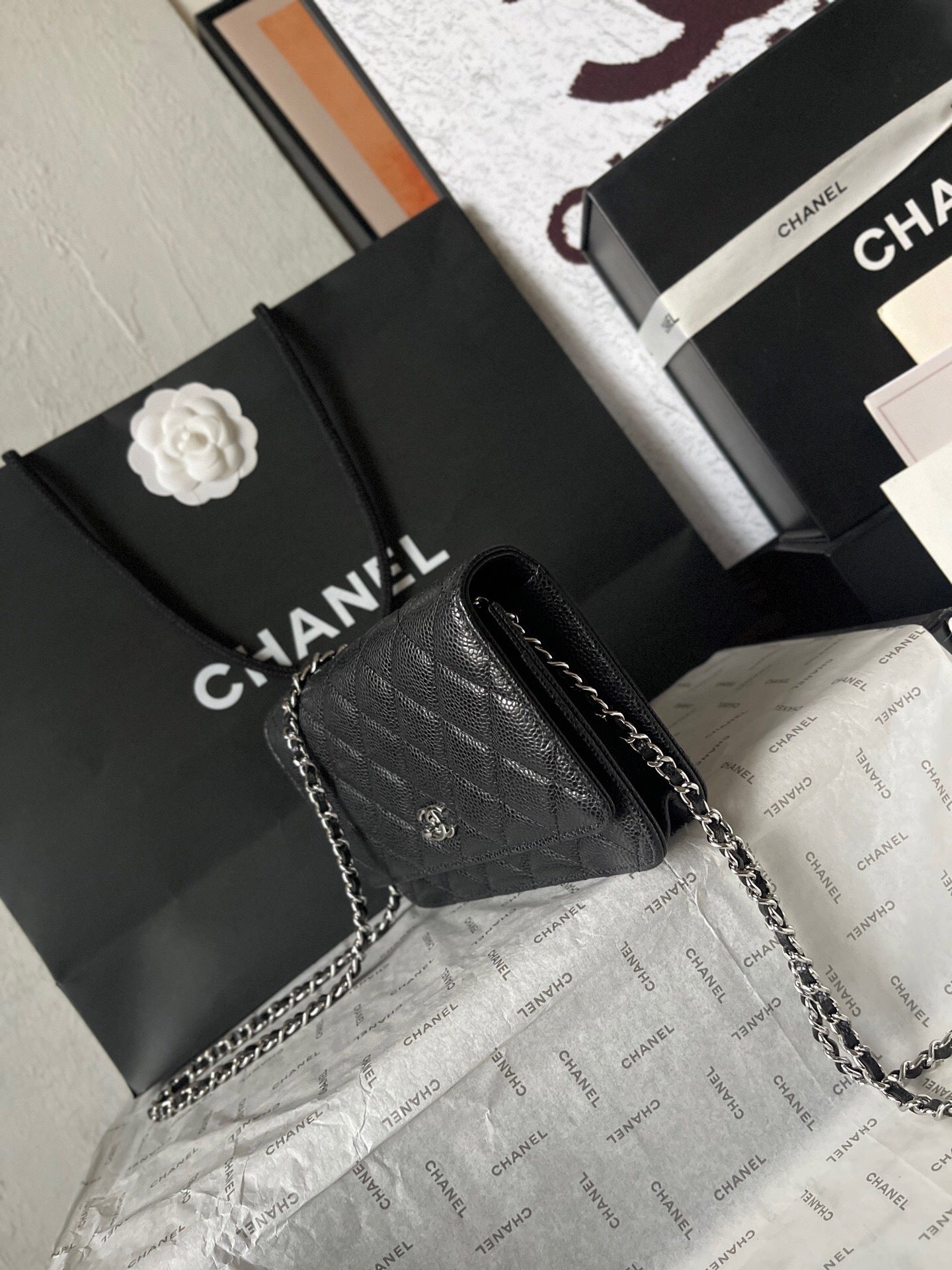 Chanel Quilted Caviar Leather Classic Wallet on Chain