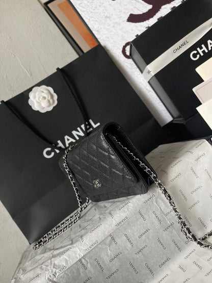 Chanel Quilted Caviar Leather Classic Wallet on Chain