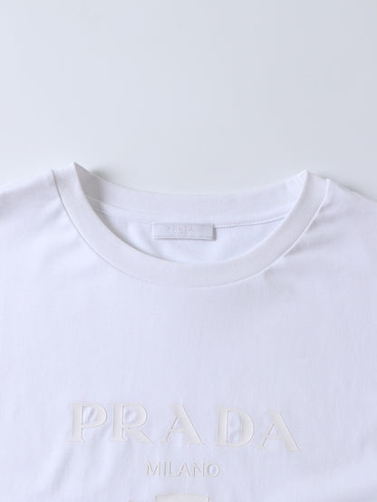 Prada Logo Printed Short-Sleeved T-Shirt "White"